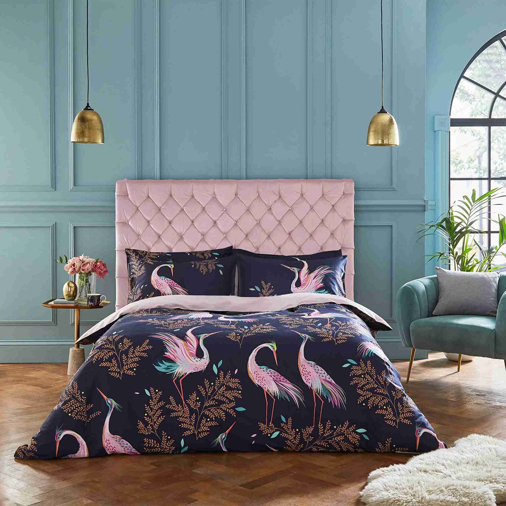 Dancing Cranes Bedding by Sara Miller in Midnight Blue